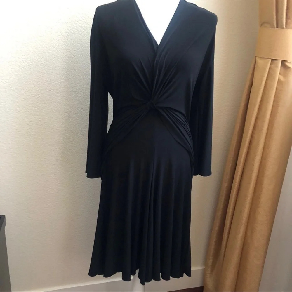 Abs allen schwartz long sleeve black dress S - Picture 2 of 7
